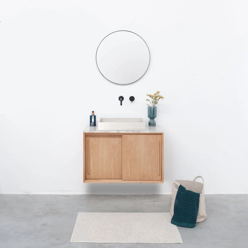 Mobiliario de baño - Chapa de Mármol - Lavabo George - Roble (80 cm) - Nestor