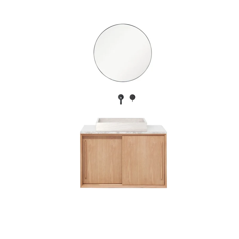 Mobiliario de baño - Chapa de Mármol - Lavabo George - Roble (80 cm) - Nestor