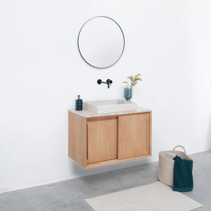 Mobiliario de baño - Chapa de Mármol - Lavabo George - Roble (80 cm) - Nestor