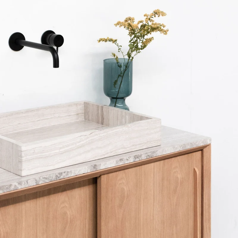 Mobiliario de baño - Chapa de Mármol - Lavabo George - Roble (80 cm) - Nestor