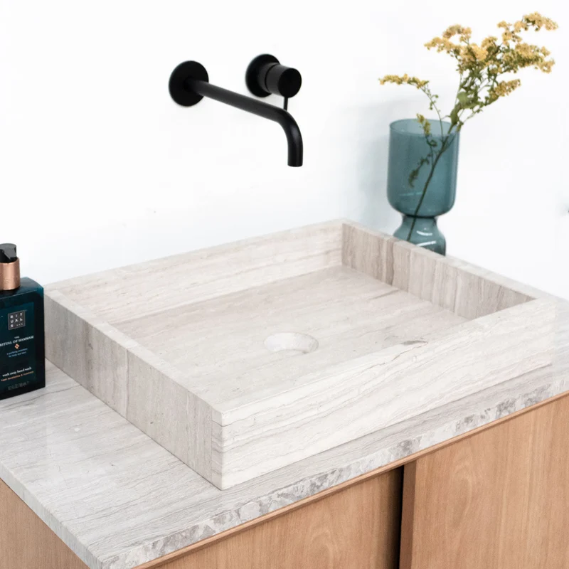 Mobiliario de baño - Chapa de Mármol - Lavabo George - Roble (80 cm) - Nestor