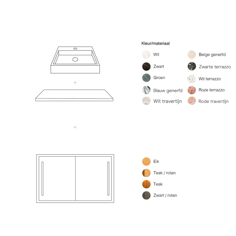 Mobiliario de baño - Mármol Blanco - Lavabo George - Roble (80 cm) - Nestor