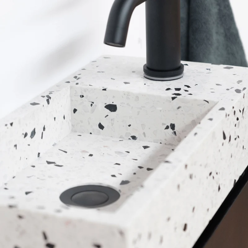Mueble de baño Krabi Negro - Terrazo Blanco