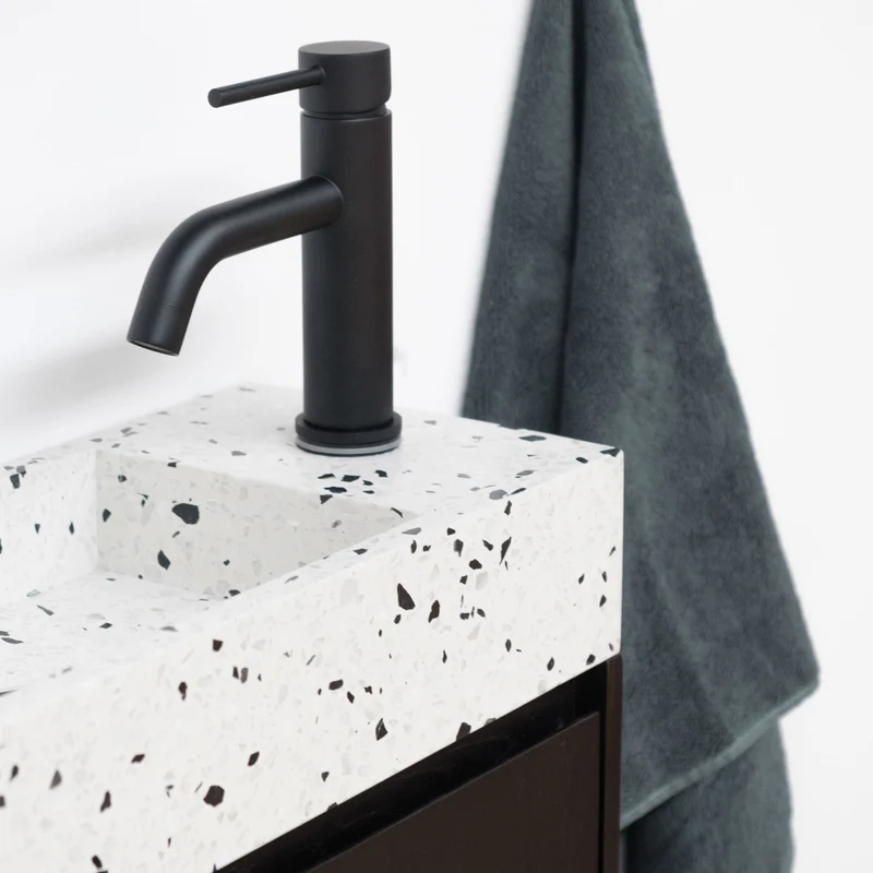 Mueble de baño Krabi Negro - Terrazo Blanco