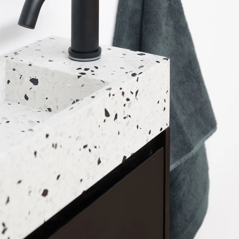Mueble de baño Krabi Negro - Terrazo Blanco