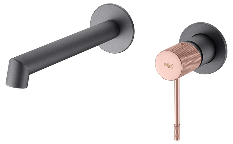 Grifería Lavabo Empotrada Line Gris Mate Champagne - Imex
