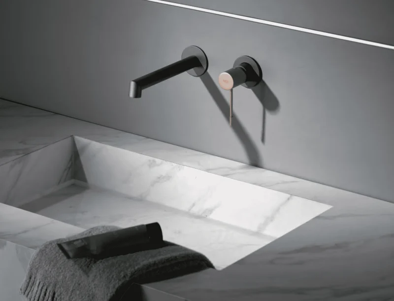 Grifería Lavabo Empotrada Line Gris Mate Champagne - Imex