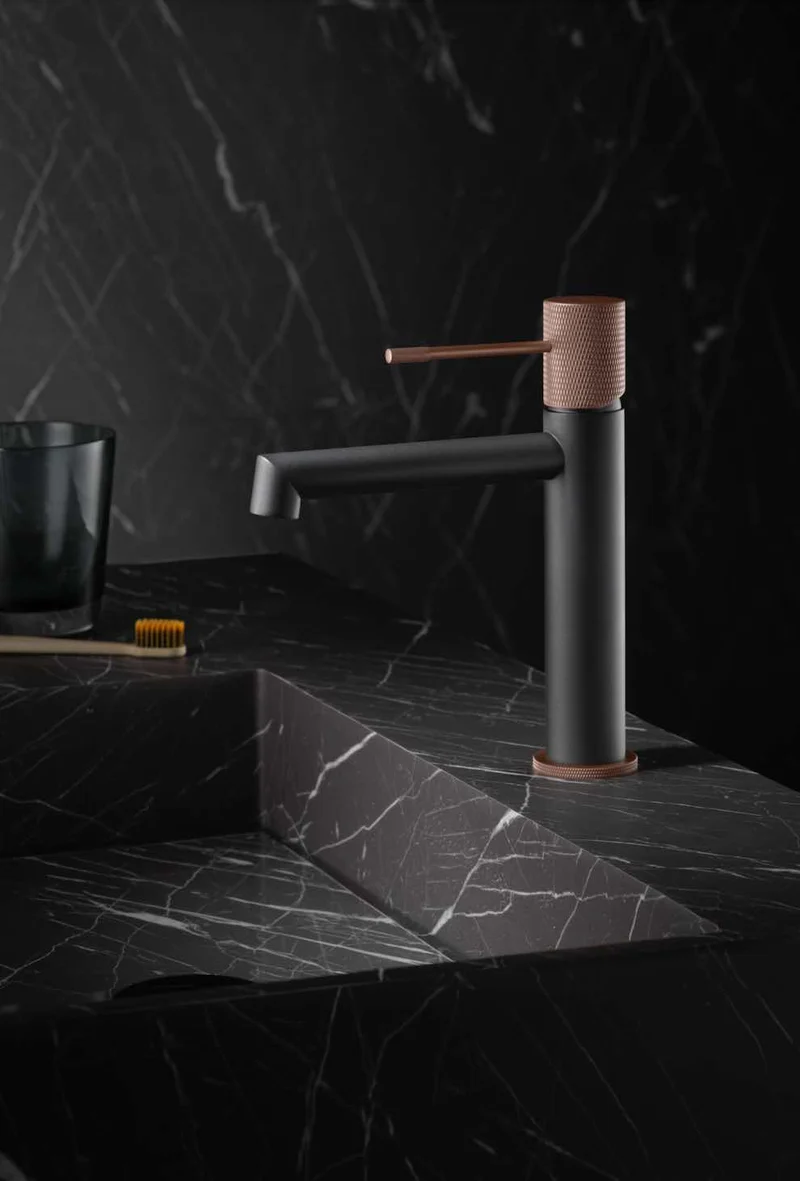 Grifería Monomando Lavabo Line Gris Mate Champagne - Imex