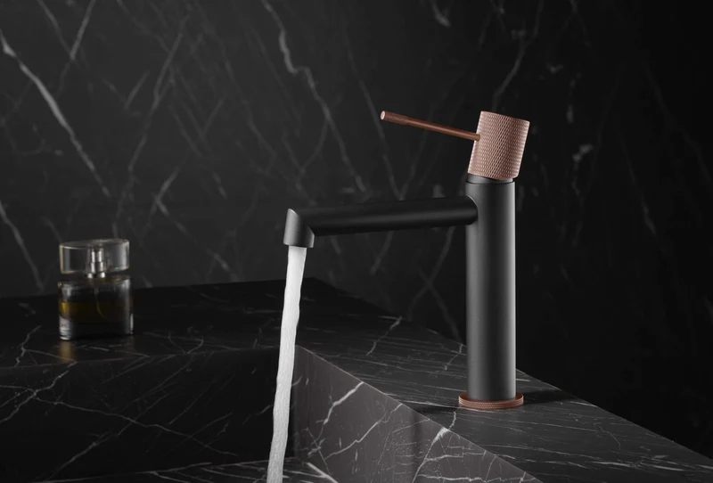 Grifería Monomando Lavabo Line Gris Mate Champagne - Imex