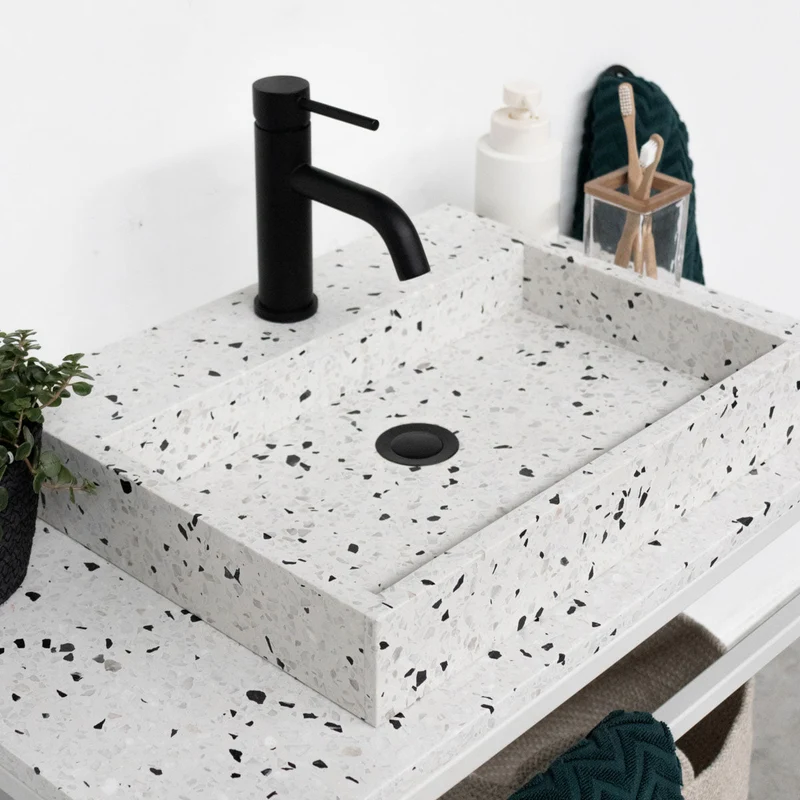 Mueble lavabo industrial - Jules blanco - Terrazo - George II - (80 cm)