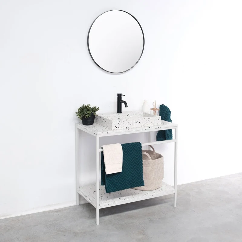 Mueble lavabo industrial - Jules blanco - Terrazo - George II - (80 cm)