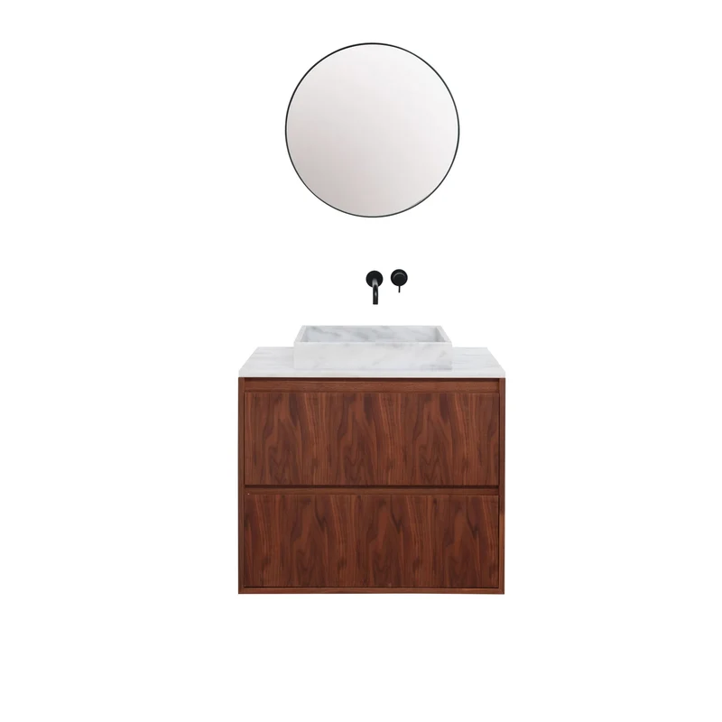 Mueble de baño White Marble Ann - Mueble nogal - 80cm