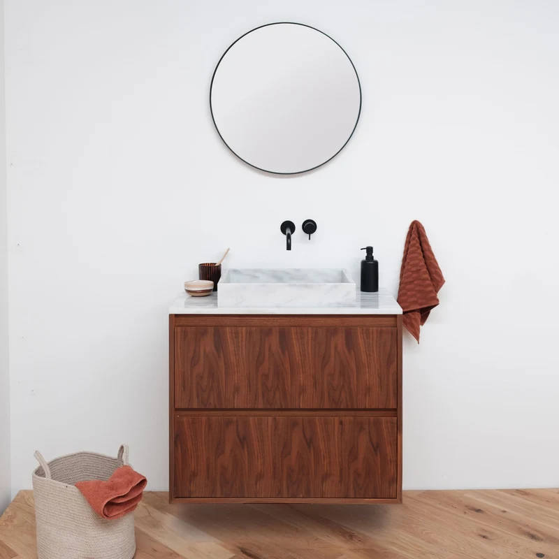 Mueble de baño White Marble Ann - Mueble nogal - 80cm