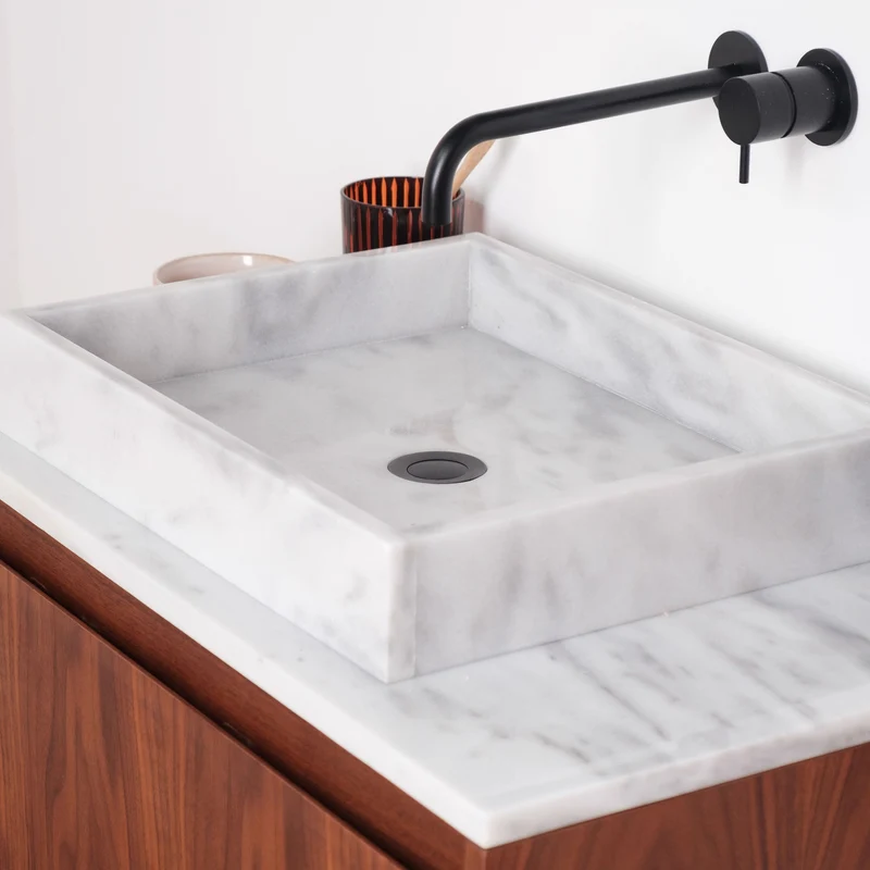 Mueble de baño White Marble Ann - Mueble nogal - 80cm