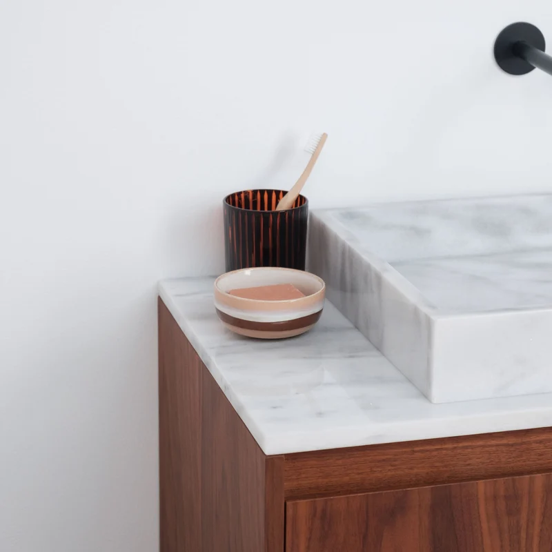 Mueble de baño White Marble Ann - Mueble nogal - 80cm