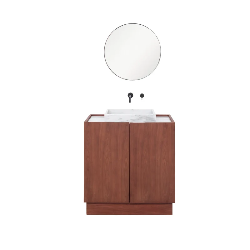 Mueble de baño - Lavabo Mármol Blanco - George I - Nogal - (84 cm) - FELIX