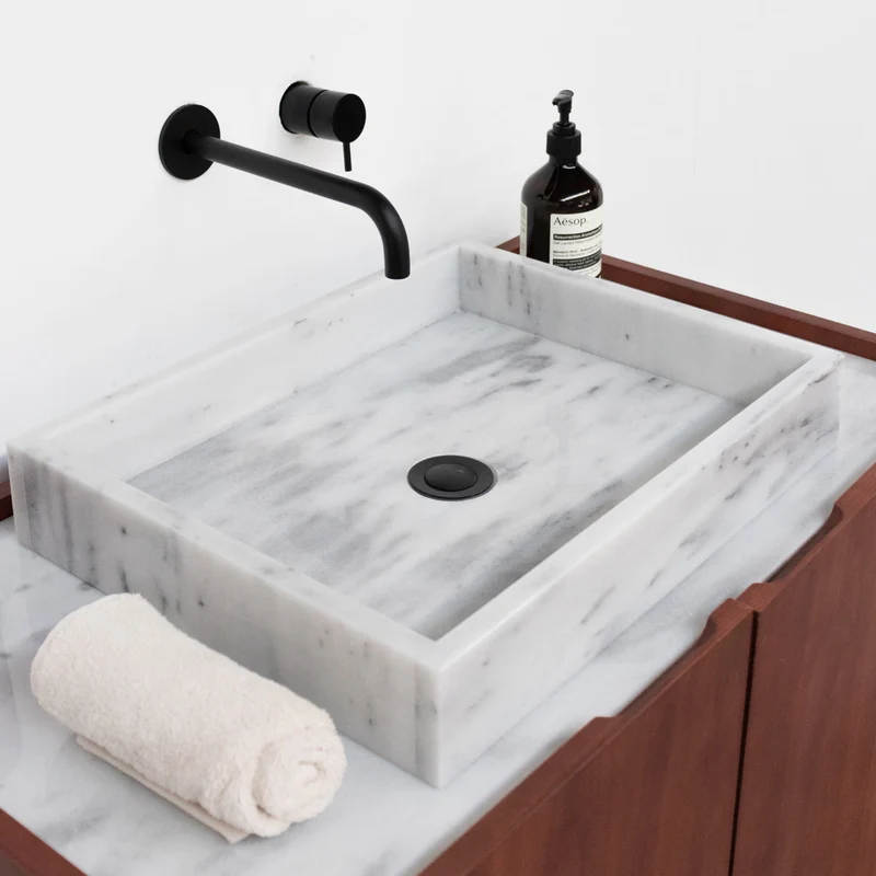 Mueble de baño - Lavabo Mármol Blanco - George I - Nogal - (84 cm) - FELIX