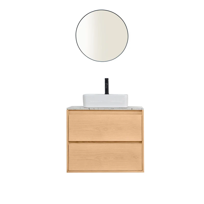 Mueble Lavabo Terrazo Blanco - Roble - Lavabo Alexis VI - (80 cm) - ANN