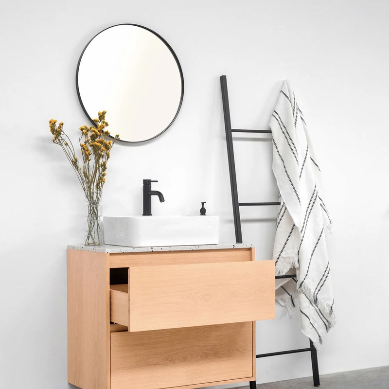 Mueble Lavabo Terrazo Blanco - Roble - Lavabo Alexis VI - (80 cm) - ANN
