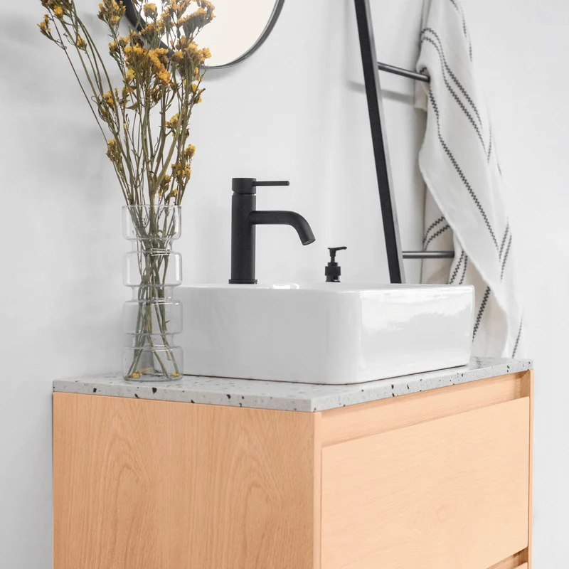 Mueble Lavabo Terrazo Blanco - Roble - Lavabo Alexis VI - (80 cm) - ANN
