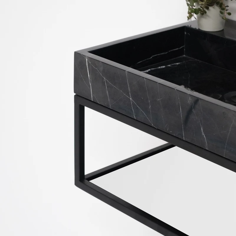Mueble de baño Lucerna - George - Con orificio para grifería - Mármol negro - Metal negro