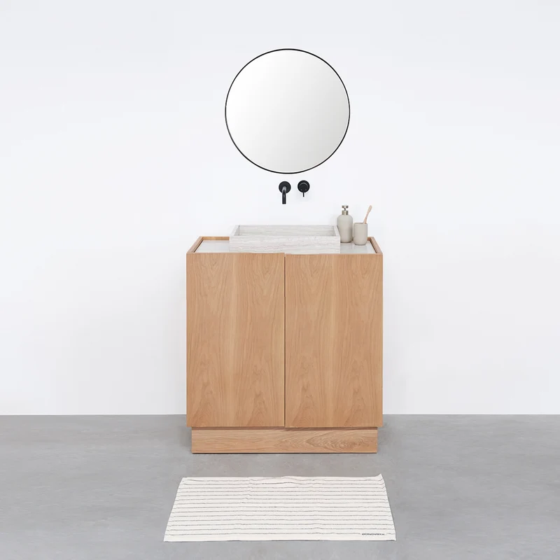 Mueble de baño Felix - Roble - Lavabo Mármol Beige - George I - (84 cm)