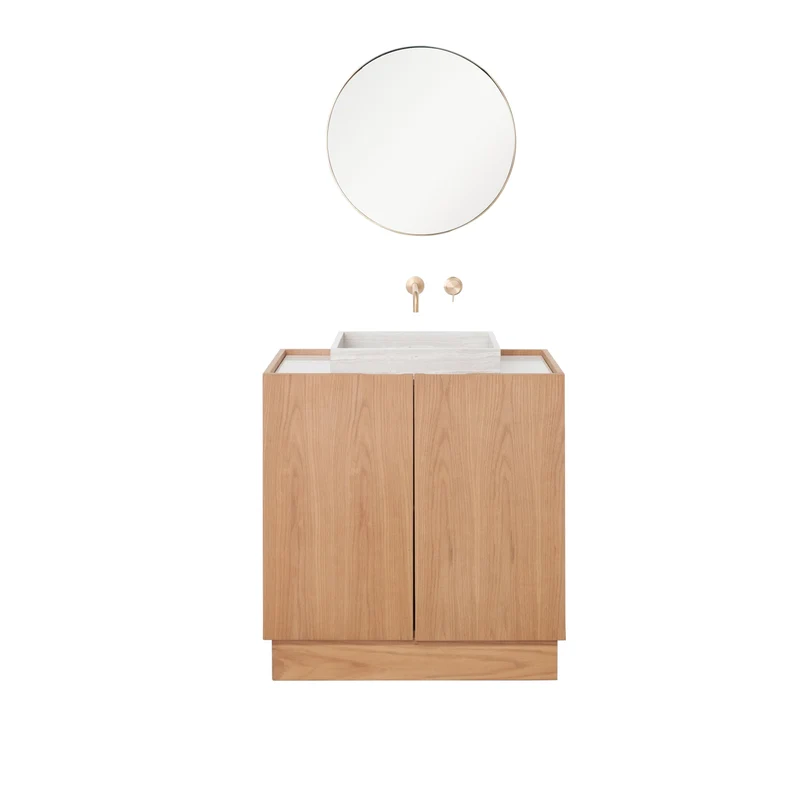Mueble de baño Felix - Roble - Lavabo Mármol Beige - George I - (84 cm)