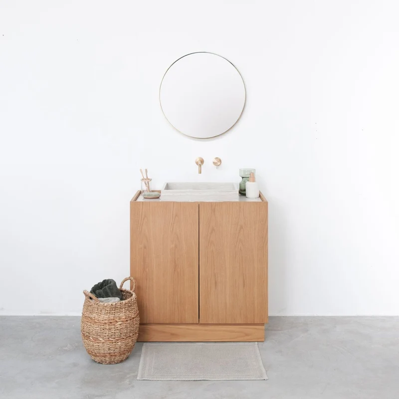 Mueble de baño Felix - Roble - Lavabo Mármol Beige - George I - (84 cm)