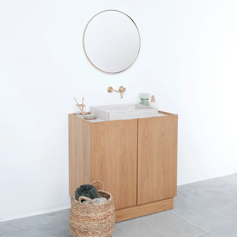 Mueble de baño Felix - Roble - Lavabo Mármol Beige - George I - (84 cm)
