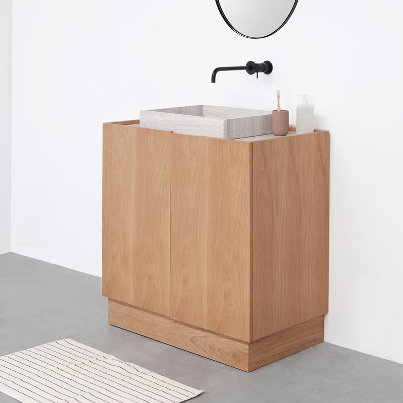 Mueble de baño Felix - Roble - Lavabo Mármol Beige - George I - (84 cm)