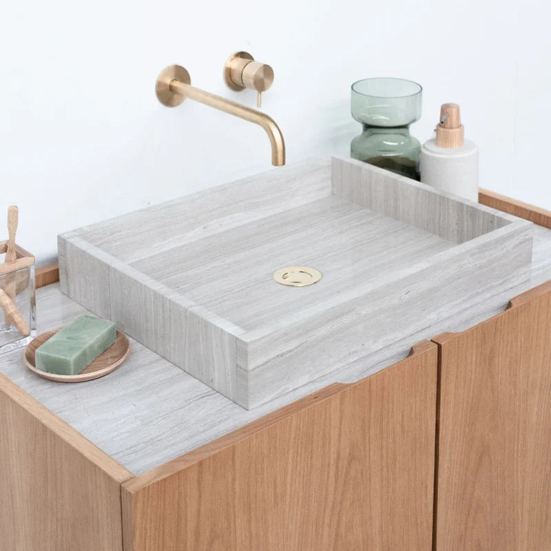 Mueble de baño Felix - Roble - Lavabo Mármol Beige - George I - (84 cm)