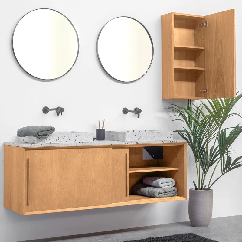 Mobiliario de baño Terrazo - Lavabo George I - Roble (150 cm) - Nestor