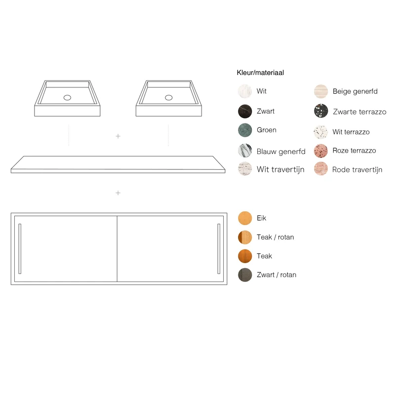 Mobiliario de baño Terrazo - Lavabo George I - Roble (150 cm) - Nestor
