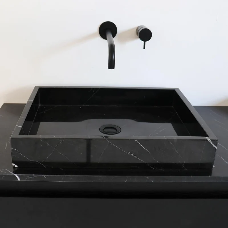 Mobiliario de baño - Lavabo Mármol Negro - George - Roble Negro - (150 cm) - ANN