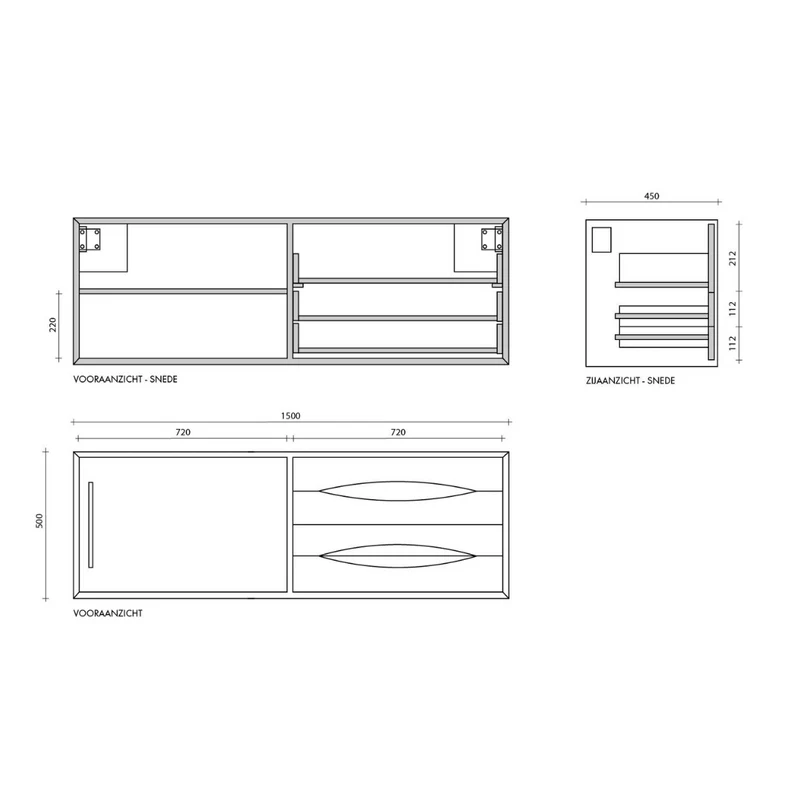 Mueble de baño Bill Teca - Mármol Verde - Sin placa superior
