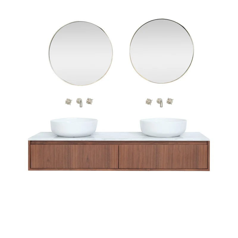 Mueble de baño Ann short Nogal - Alexis II - Mármol Blanco - 150 cm