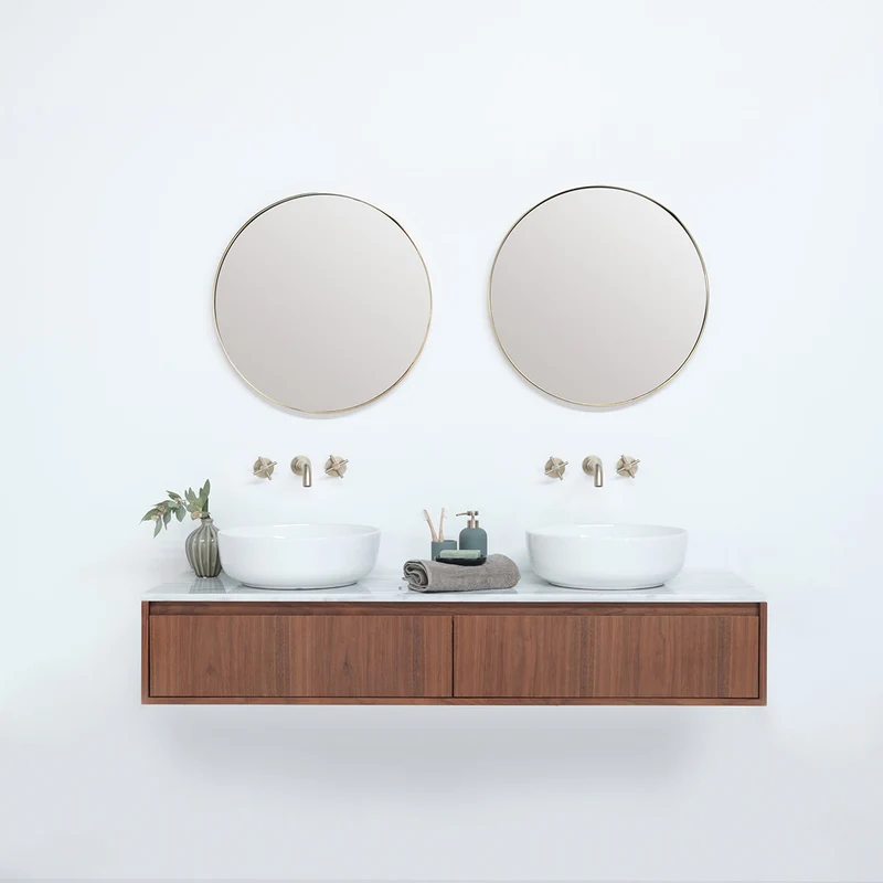 Mueble de baño Ann short Nogal - Alexis II - Mármol Blanco - 150 cm