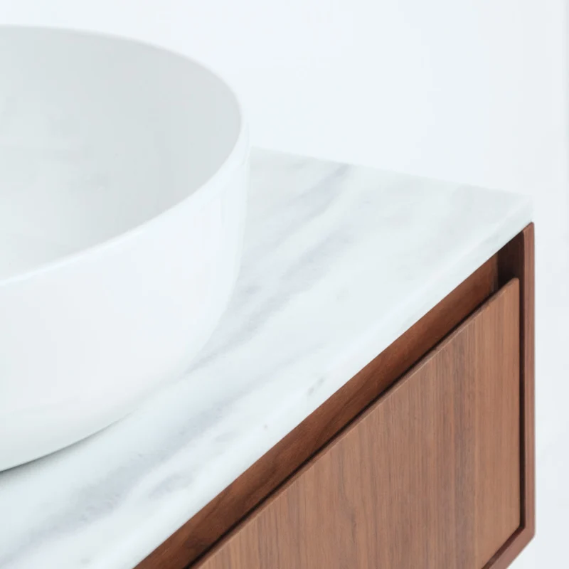Mueble de baño Ann short Nogal - Alexis II - Mármol Blanco - 150 cm