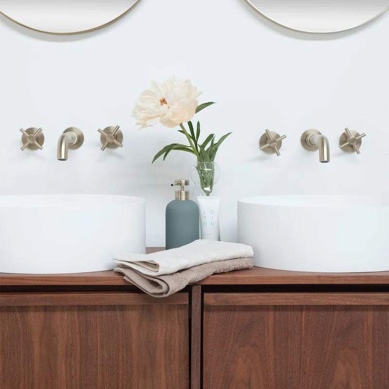 Mueble de baño nogal 120 cm - Fien - Sims lavabos de superficie sólida