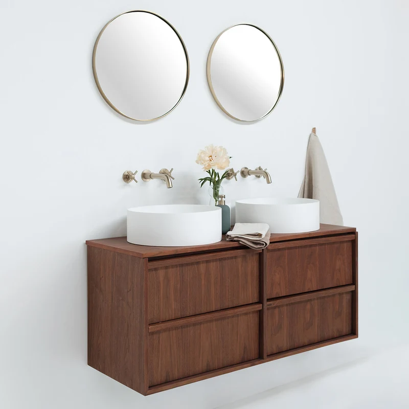 Mueble de baño nogal 120 cm - Fien - Sims lavabos de superficie sólida