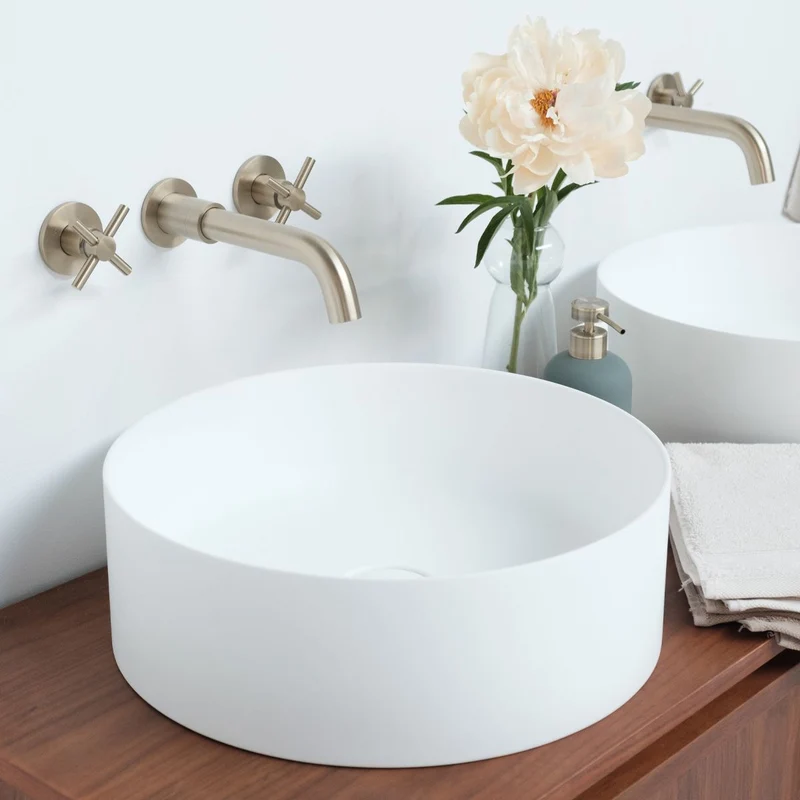 Mueble de baño nogal 120 cm - Fien - Sims lavabos de superficie sólida