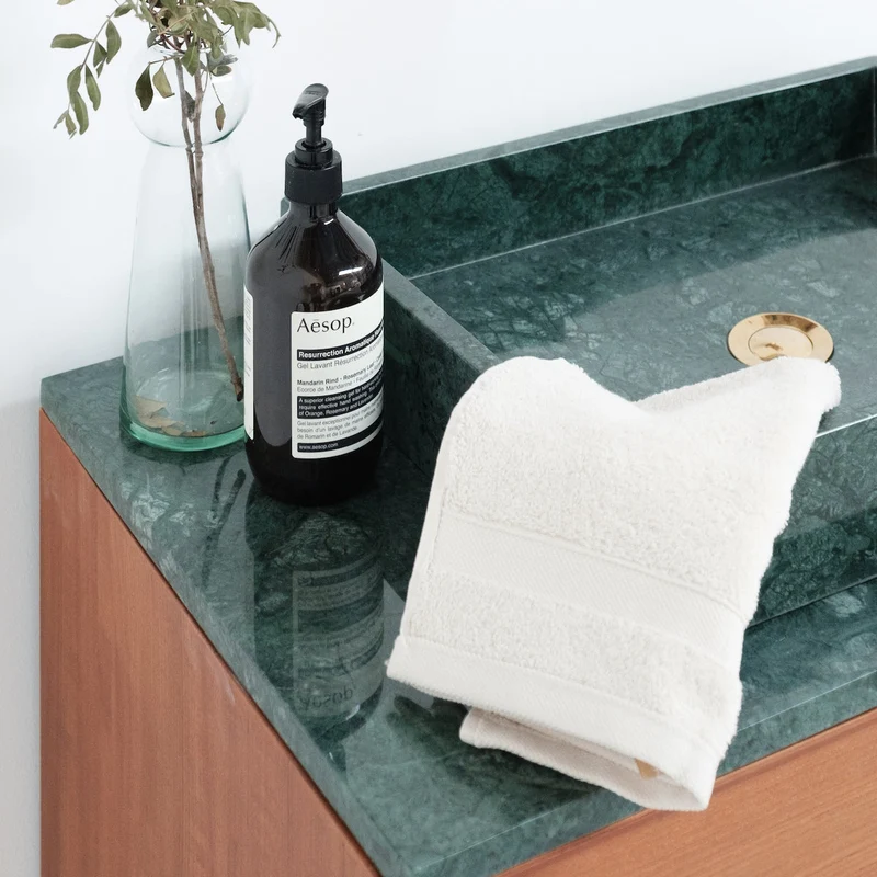 Mueble de baño de mármol verde en madera de teca - Bill - 80 cm
