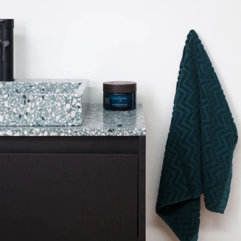 Mueble de baño Terrazo Verde - Mueble Roble Negro - 80 cm