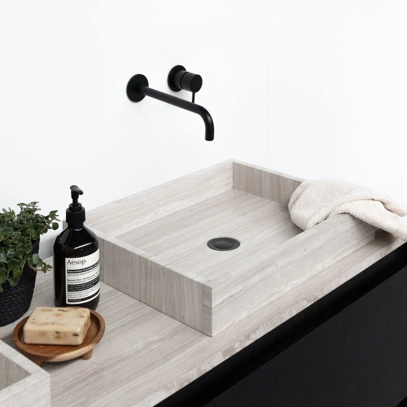 Mueble de baño Mármol Beige - lavabo - George - Roble Negro - (150 cm) - ANN