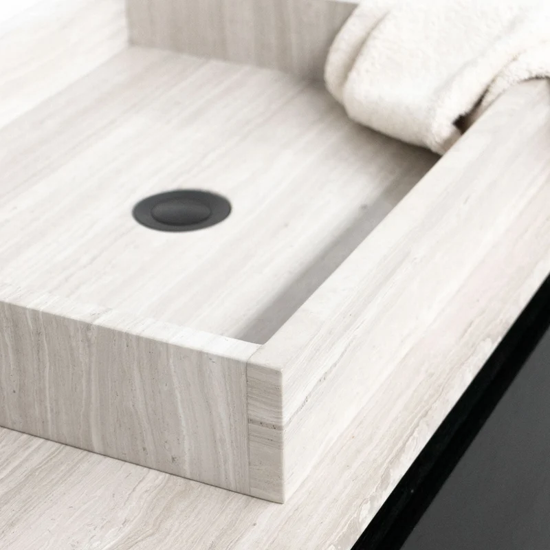 Mueble de baño Mármol Beige - lavabo - George - Roble Negro - (150 cm) - ANN