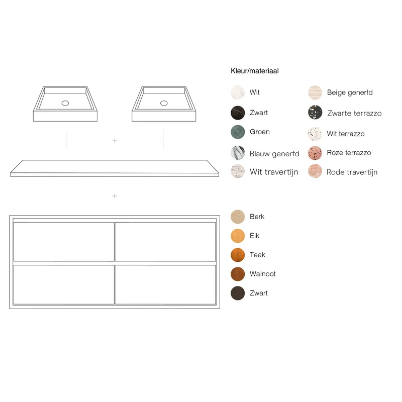 Mueble de baño Mármol Beige - lavabo - George - Roble Negro - (150 cm) - ANN
