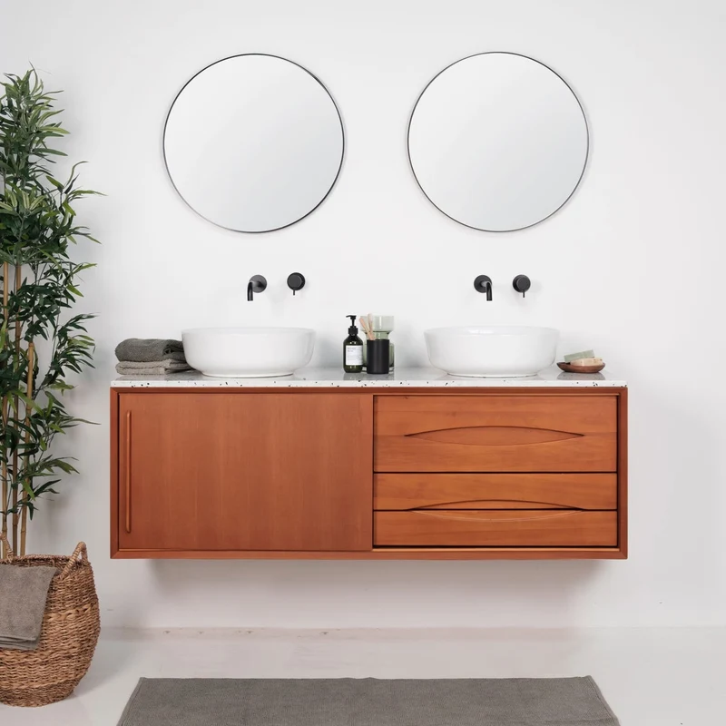 Mueble de baño Bill Teca - Placa superior de terrazo - Alexis II