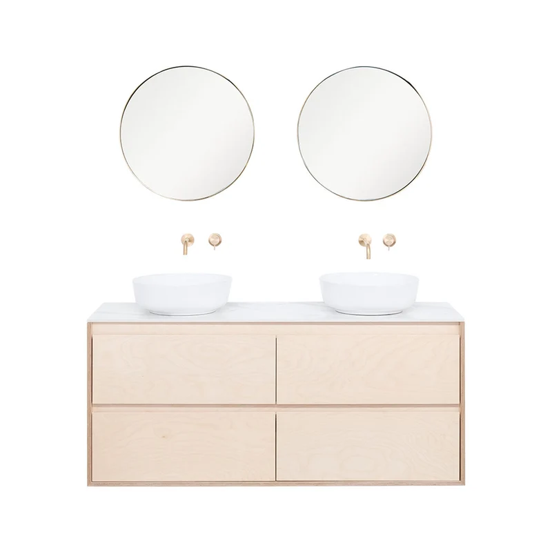 Mueble de baño con lavabo - Berk Ann - Cerámica blanca - Lavabo Alexis II - 150 cm