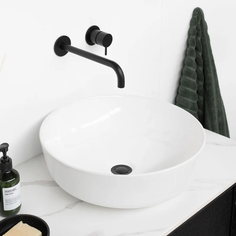Mueble lavabo Rattan Negro - Nestor - Cerámica Blanca - Alexis II (150 cm)