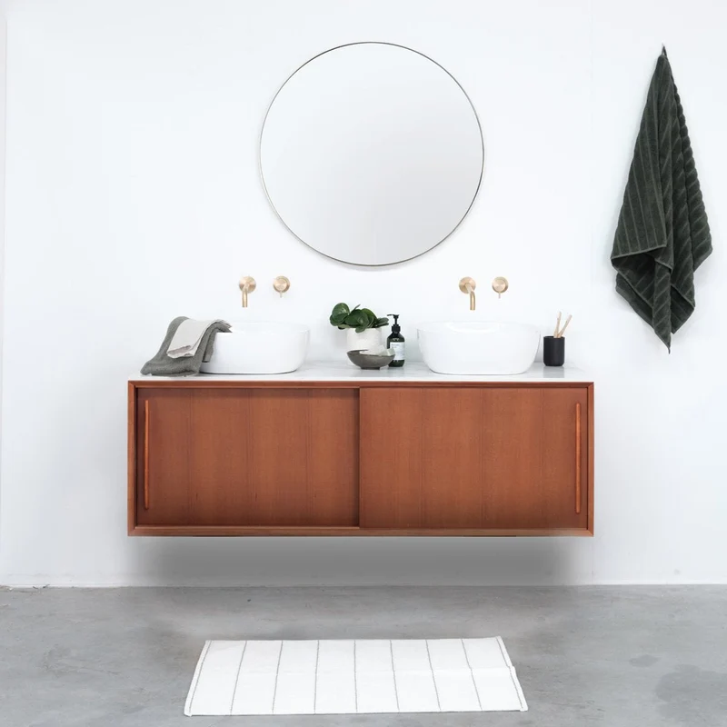 Mobiliario de baño - Cerámica blanca - Lavabo Alexis V - Teca (150 cm) - Nestor